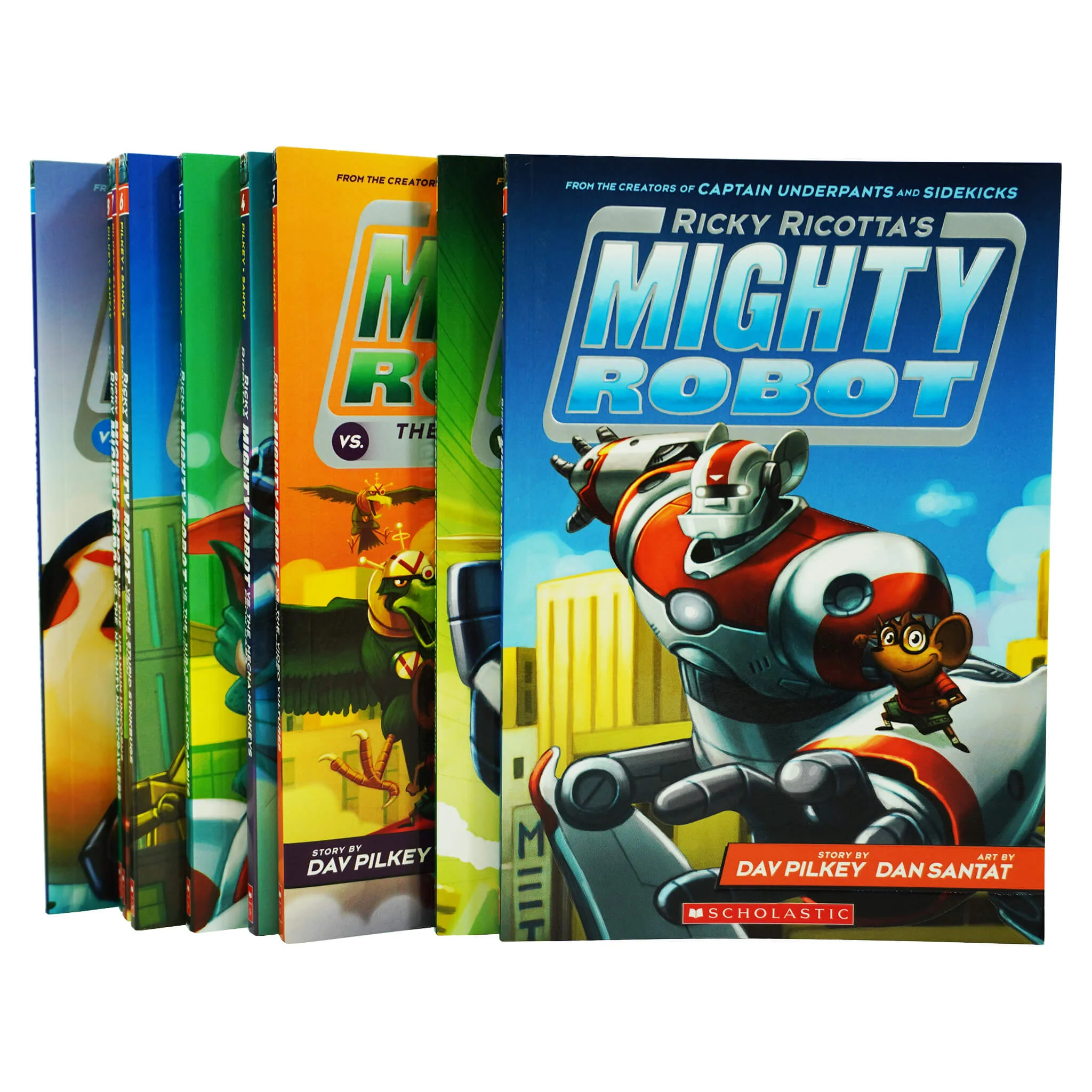Ricky Ricotta's Mighty Robot by Dav Pilkey & Dan Santat 9 Books Collection Set