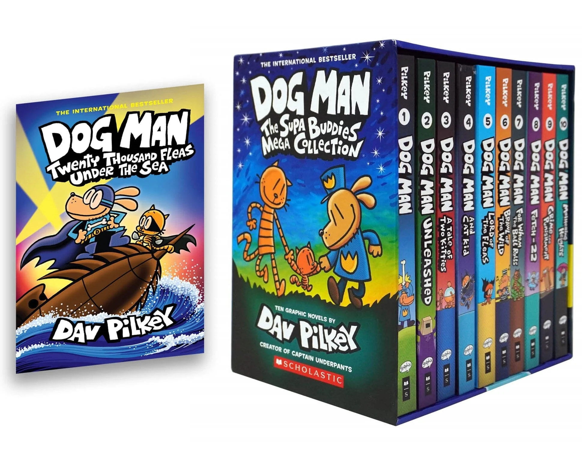 Dog Man 1-11: The Supa Buddies Mega Collection by Dav Pilkey 11 Books Set