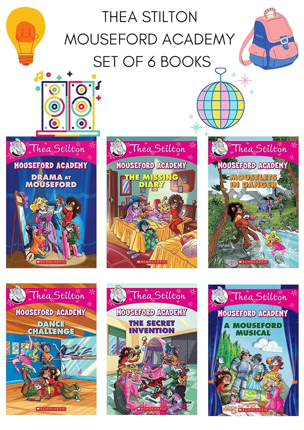 THEA STILTON MOUSEFORD ACADEMY SET OF 6 BOOKS BY THEA STILTON